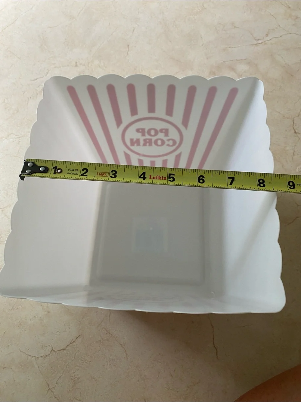 Classic Popcorn Square Tub - White with Red Stripe Vintage Design
